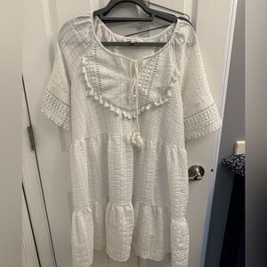 Elegant White Tassel Dress